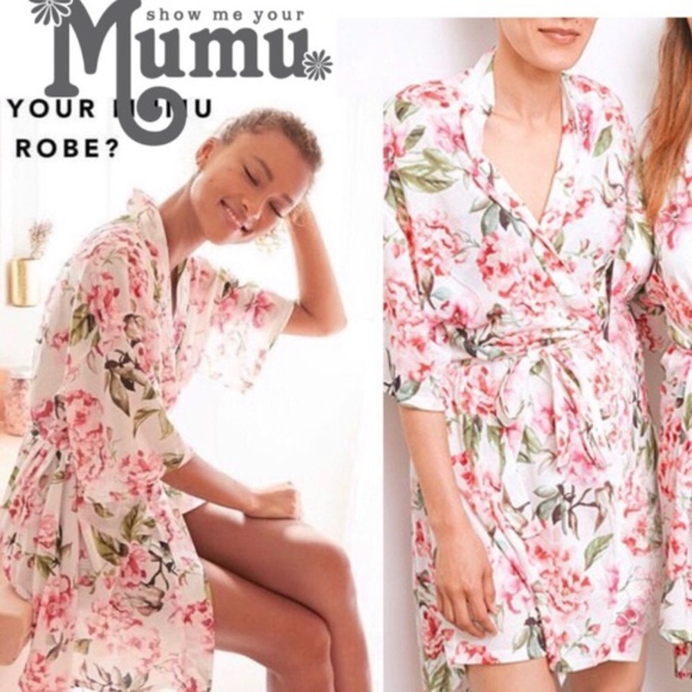 Show Me Your Mumu Floral Kimono Robe Pink White - Picture 7 of 8